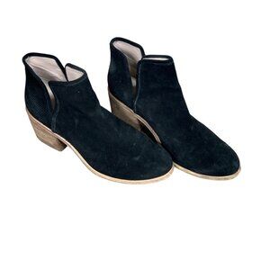 HINGE Lea Suede Leather Ankle Boots Black Sz 8 Style #58665 EUC